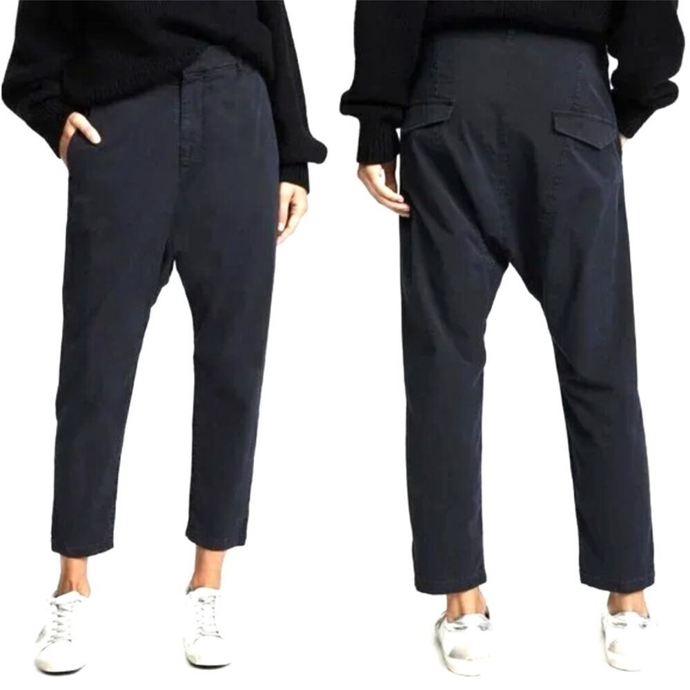 Nili Lotan Luna Linen Blend Pants Carbon Color Raw Hem Flap Rear Pockets SZ 0